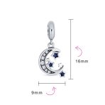 Celestial Crescent Moon Star Dangle Charm Bead Sterling Silver for Bracelet - Image 3
