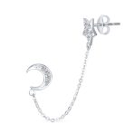 Celestial Moon & Star Pierced Cartilage & Ear Lobe Stud Earrings .925 Sterling Silver - Image 2