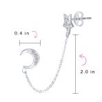 Celestial Moon & Star Pierced Cartilage & Ear Lobe Stud Earrings .925 Sterling Silver - Image 4