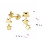 Solar Fun Celestial Patriotic 3 Star Stud Earrings 14K Gold - Image 4
