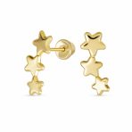 Solar Fun Celestial Patriotic 3 Star Stud Earrings 14K Gold