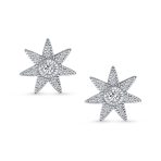Heavenly North Star CZ Stud Earrings - Celestial Pave Jewelry in Sterling Silver - Image 2
