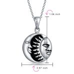 Celestial Black Enamel Crescent Moon Sun Pendant Necklace Sterling Silver Teens - Image 4