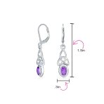 Celtic Knot Oval Natural Stones Dangle Earrings .925 Sterling Silver - Image 14