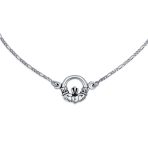 Celtic Heart Claddagh Anklet Ankle Bracelet Sterling Silver Figaro Chain - Image 2