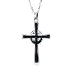 Celtic Claddagh Cross Pendant Necklace Trinity Infinity Knot Claddagh Oxidized .925 Sterling Silver - Image 2