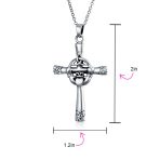 Celtic Claddagh Cross Pendant Necklace Trinity Infinity Knot Claddagh Oxidized .925 Sterling Silver - Image 4