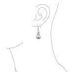 Friendship BFF Heart Celtic Claddagh Dangle Earrings in Oxidized Sterling Silver - Image 3