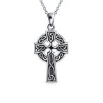 Vintage Viking Celtic Cross Pendant Necklace Sterling Silver Love Knot Design