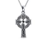Vintage Viking Celtic Cross Pendant Necklace Sterling Silver Love Knot Design