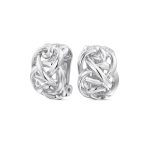 Open Criss Cross Weave Love Knot Half Hoop Clip On Earrings Non Pierced Ears Silver