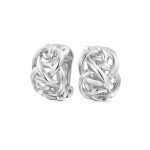 Open Criss Cross Weave Love Knot Half Hoop Clip On Earrings Non Pierced Ears Silver