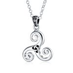 Ancient Celtic Spiral Trinity Knot Necklace Oxidized Silver