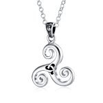 Ancient Celtic Spiral Trinity Knot Necklace Oxidized Silver