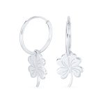 Luck of the Irish Shamrock Clover Mini Hoop Huggies Earrings in Sterling Silver