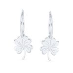 Luck of the Irish Shamrock Clover Mini Hoop Huggies Earrings in Sterling Silver - Image 2