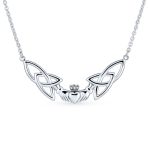 Romantic Celtic Claddagh Collar Necklace Trinity Love Knot Friendship .925 Sterling Silver Gift