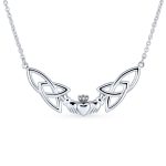 Romantic Celtic Claddagh Collar Necklace Trinity Love Knot Friendship .925 Sterling Silver Gift