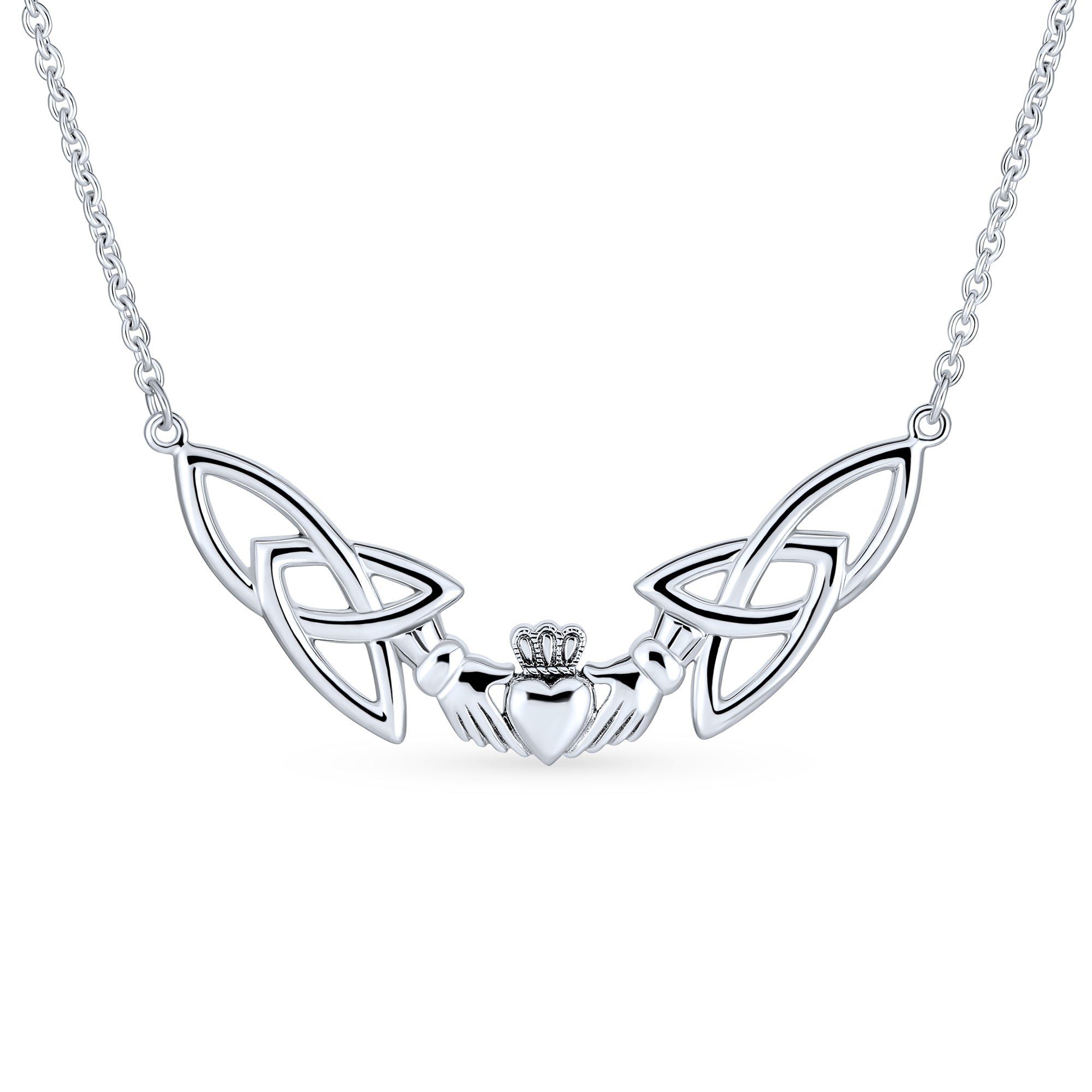 celtic-silver-knot-necklace-trinity-knot_ps-tn093_1 Romantic Celtic Claddagh Collar Necklace Trinity Love Knot Friendship .925 Sterling Silver Gift - Image 1