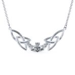 Romantic Celtic Claddagh Collar Necklace Trinity Love Knot Friendship .925 Sterling Silver Gift - Image 2