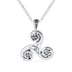 Celtic Triquetra Spiral Knot Triskele Pendant Necklace