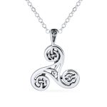 Celtic Triquetra Spiral Knot Triskele Pendant Necklace