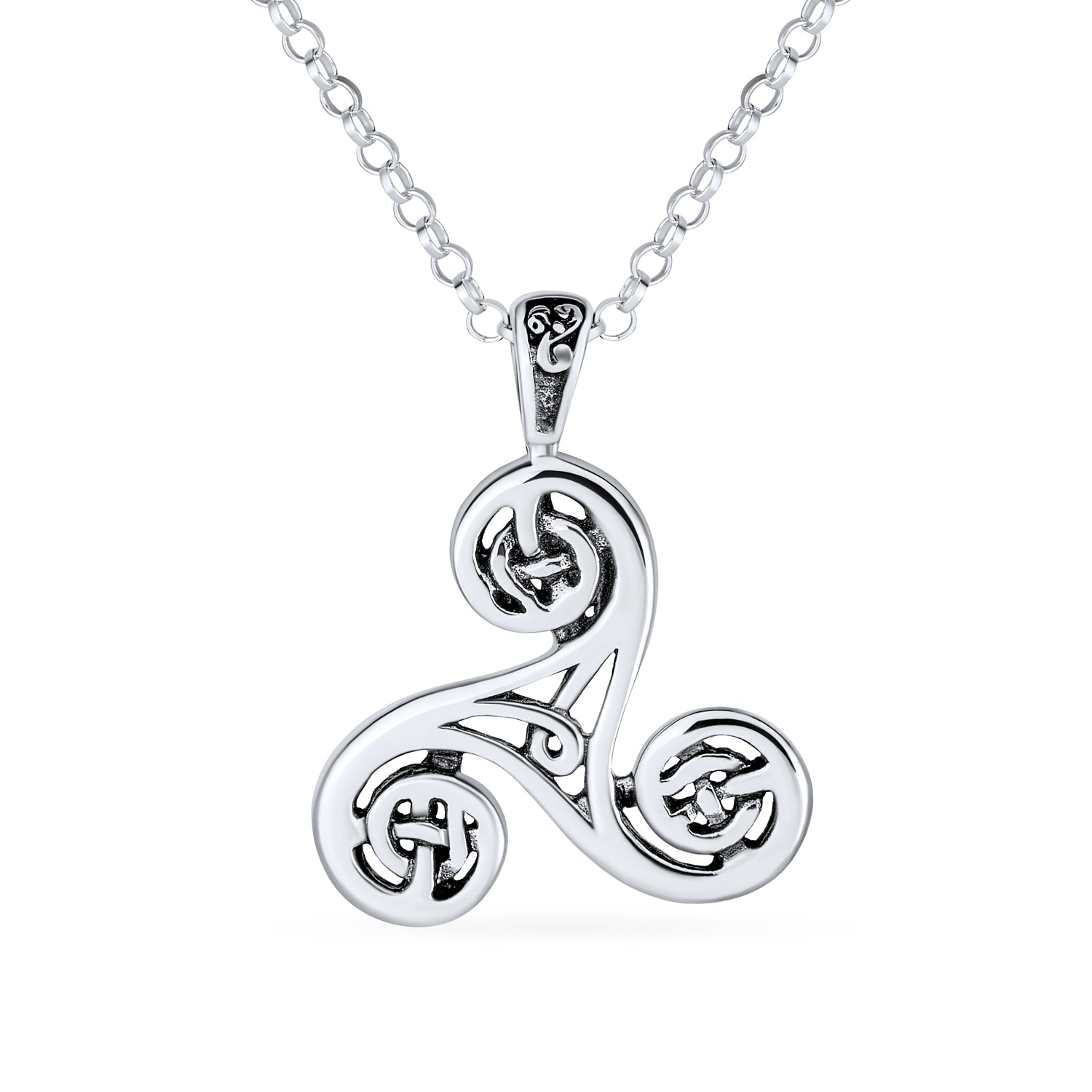 celtic-spiral-silver-pendant-triskele-knot_pmr-p11992-az_1 Celtic Triquetra Spiral Knot Triskele Pendant Necklace - Image 1