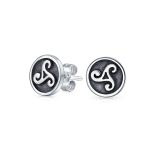 Ancient Celtic Triskele Stud Earrings Oxidized Silver