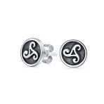 Set of 2 Celtic Infinity Knot & Round Triskele Stud Earrings Oxidized Silver - Image 6