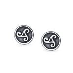Set of 2 Ancient Celtic Triskele Stud Earrings in Oxidized Sterling Silver - Image 2
