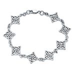 Religious Chain Link Bracelet Celtic Triquetra Trinity Knot Silver Oxidized