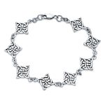 Religious Chain Link Bracelet Celtic Triquetra Trinity Knot Silver Oxidized