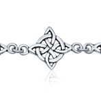 Religious Chain Link Bracelet Celtic Triquetra Trinity Knot Silver Oxidized - Image 2