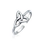 Set of 2 Egyptian Ankh Cross and Celtic Trinity Knot Midi Toe Ring Silver - Image 6