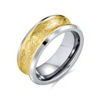 Silver Celtic Knot Dragon Inlay Titanium Wedding Band Ring for Men Comfort Fit - Image 2