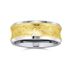 Silver Celtic Knot Dragon Inlay Titanium Wedding Band Ring for Men Comfort Fit - Image 4