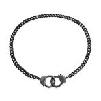 Men's Biker Punk Rock Necklace Large Chain Handcuff in Black Gold Silver - 20" - Image 2