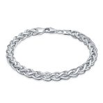 Solid Heavy 6MM Braid Rope Wheat Chain Link Bracelet Sterling Silver 8.5 Inch - Image 2