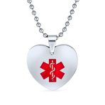 Blank Heart Shape Medical Identification ID Necklace Pendant Stainless Steel - Image 20