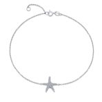Vacation Beach CZ Starfish Anklet Ankle Bracelet Rose Gold Sterling Silver - Image 2