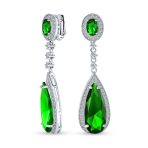 Amethyst Purple CZ Teardrop Chandelier Screw Clip On Earrings Silver Plated - Image 4