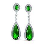 Amethyst Purple CZ Teardrop Chandelier Screw Clip On Earrings Silver Plated - Image 10