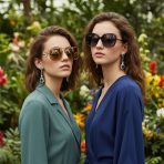 Set of 2 Art Deco Blue & Green CZ Teardrop Gemstone Dangle Chandelier Earrings - Image 2