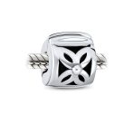 Set of 2 Floral Daisy Clasp Spacer Charm Oxidized Sterling Silver for European Bracelet - Image 2