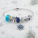 Elegant Blue Ice Snowflake Charm Bracelet with Crystal Beads and Silver Clasp - Image 5