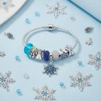 Elegant Blue Ice Snowflake Charm Bracelet with Crystal Beads and Silver Clasp - Image 3