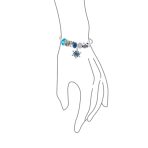 Elegant Blue Ice Snowflake Charm Bracelet with Crystal Beads and Silver Clasp - Image 2