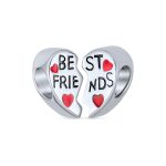 Forever SIS BFF Red Heart Charm Bead for Best Friends Sterling Silver Bracelet