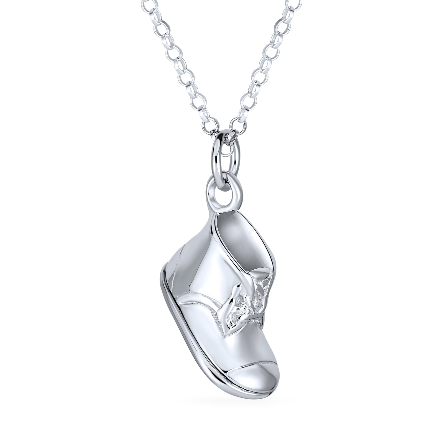 charm-silver-baby-shoe-pendant_pl-ch-1633_1 Baby Shoe Charm Pendant Necklace New Mothers CZ Silver - Image 1