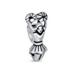 Set of 2 Volleyball and School Spirit Cheerleader Charm Bead Sterling Silver - Image 2